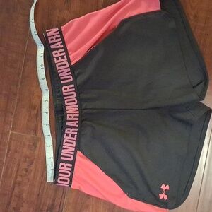 Under Armour Women's Charcoal Gray and Pink Performance Shorts